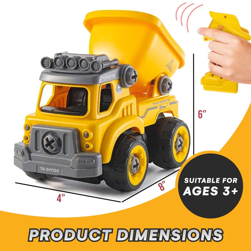 Top Race 3-in-1 Construction Toys - Easy Assembly Take Apart Construction Trucks with Remote Control and Drill - 3 Building Models for Kids Ages 3 and Up - Ideal for Indoor and Outdoor Play - Image 3